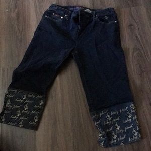 Dark blue jeans capris